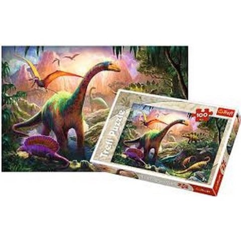 PUZZLE 100 ELEMENTÓW ŚWIAT DINOZAURÓW TREFL 16277 TR