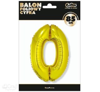 BALON CYFRA 0 85 CM ZŁOTY GODAN GODAN