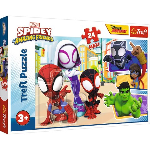 PUZZLE 24 ELEMENTY MAXI SPIDEY I PRZYJACIELE PUD TREFL 14348 TREF