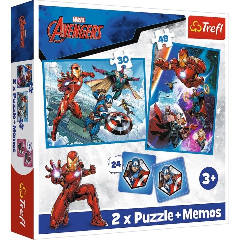 PUZZLE 2W1 MEMOS BOHATEROWIE W AKCJI AVENGERS TREFL 93333 TR TREFL