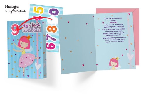 KARNET DKP-049 URODZINY DZIECIĘCE WYMIENNE CYFERKI, KSIĘŻNICZKA PASSION CARDS - KARTKI