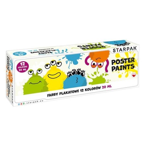 FARBY PLAKATOWE 12KOLORÓW 20ML MONSTER STARPAK 514282 STARPAK