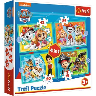 PUZZLE 4W1 WESOŁA EKIPA PSI PATROL TREFL 34346