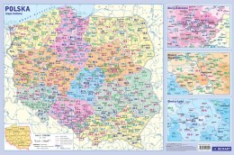 Podkładka edukacyjna. Mapa administracyjna Polski z kodami pocztowymi