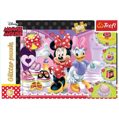 PUZZLE 100 ELEMENTÓW GLITTER MINNIE I BŁYSK TREFL 14820 TR