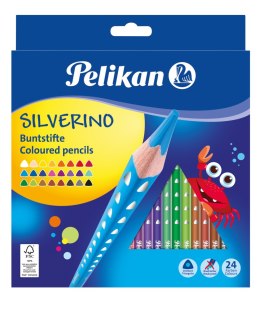 Kredki ołówkowe trójkątne Pelikan silverino 24 kolory
