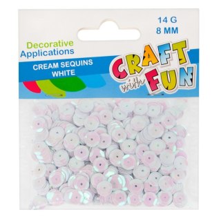 CEKINY KREM OKRĄGŁE 8 MM BIAŁE CRAFT WITH FUN 439338