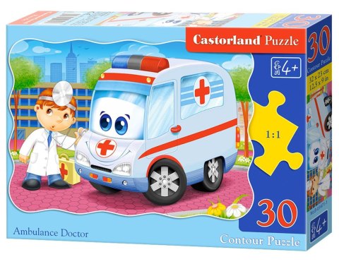 PUZZLE 30 ELEMENTÓW, KONTUROWE AMBULANCE DOCTOR CASTORLAND B-03471