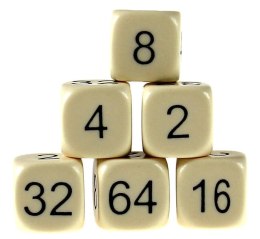 Kości dublujące 16 mm (Backgammon) - 6 szt. (HG)