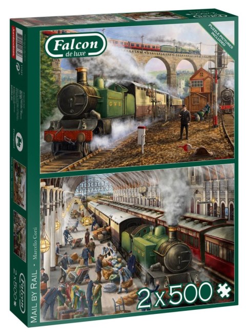 Puzzle 2 x 500 el. FALCON Kolejowy przewóz poczty