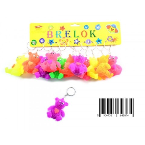 BRELOK GUMOWY 6 CM MIŚ ŚWIATŁO OP.12 SZT. MIDEX KD1748 MID TOYS