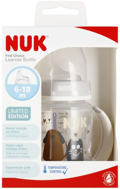 NUK MP BUTELKA 150 ML 6M Z UCHWYTEM FIRST CHOICE POPIELATA 10215032 NUK