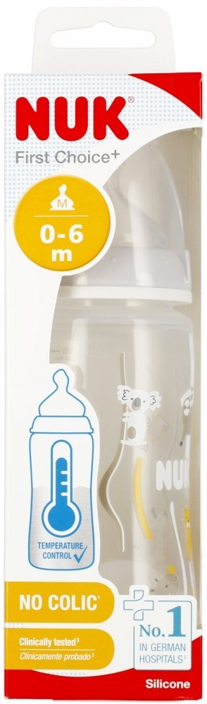 NUK MP BUTELKA Z WSKAŹNIKIEM TEMP. 300 ML 0-6M FIRST CHOICE POPIELATA 10741926 NUK