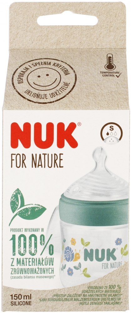 NUK MP BUTELKA ZE SMOCZKIEM SILIKONOWYM 150 ML S FOR NATURE ZIELONA