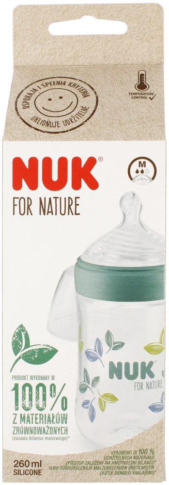 NUK MP BUTELKA ZE SMOCZKIEM SILIKONOWYM 260 ML M FOR NATURE ZIELONA