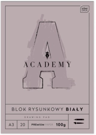 BLOK RYSUNKOWY A3 20 KARTEK BIAŁY ACADEMY INTERDRUK INTERDRUK