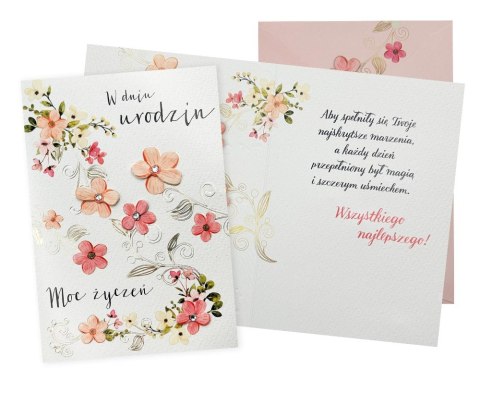 KARNET DK-1017 URODZINY DAMSKIE, KWIATY PASSION CARDS - KARTKI