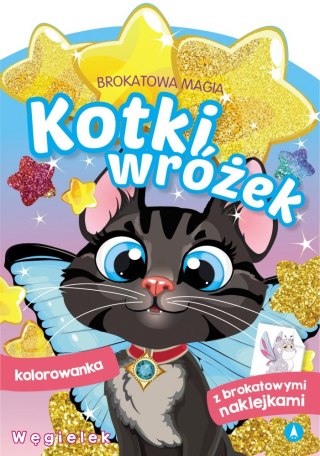 MALOWANKA A4 BROKATOWA MAGIA. KOTKI WRÓŻEK. WĘGIELEK NAKLEJKI SKRZAT 075786 SKRZAT