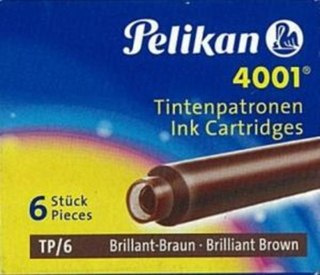 NABOJE DO PIÓR KRÓTKIE BRĄZOWE 6SZT PELIKAN PN311928