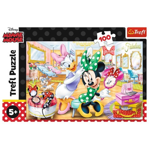 PUZZLE 100 ELEMENTÓW MINNIE W SALONIE KOSMETYCZNYM TREFL 16387 TREF