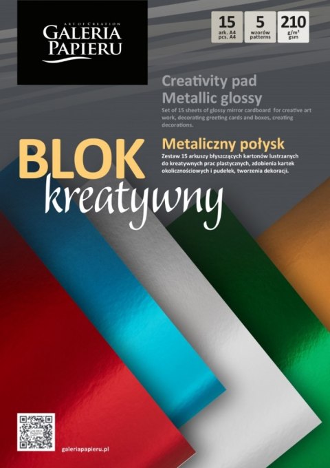 PAPIER KOLOROWY A4/15K METALIC 210G GALERIA PAPIERU ARGO 258002 GAL ARGO