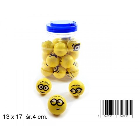 PIŁKA 4 CM KAUCZUKOWA MINIONKI SŁOIK OP.25 SZT. MIDEX D42679 MID TOYS