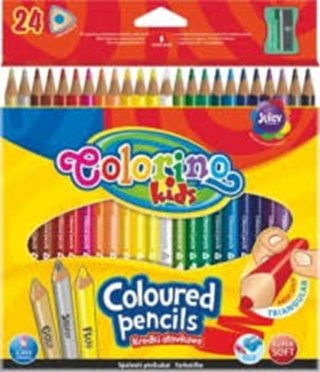 KREDKI OŁÓWKOWE 24 KOLORY TRÓJKĄTNE COLORINO KIDS TEMPERÓWKA PATIO 57462 PATIO