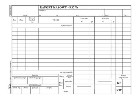 RAPORT KASOWY WIELOKOPIA A5 PAPIRUS