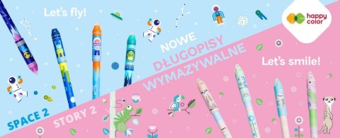 DŁUGOPIS WYMAZYWALNY SPACE2, 0.5MM, NIEBIESKI, 36 SZT. W DISPLAYU, HAPPY COLOR GDD