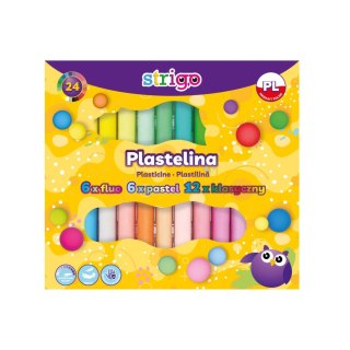 PLASTELINA 24KOL FLUO/PASTEL STRIGO SSC337 WPC