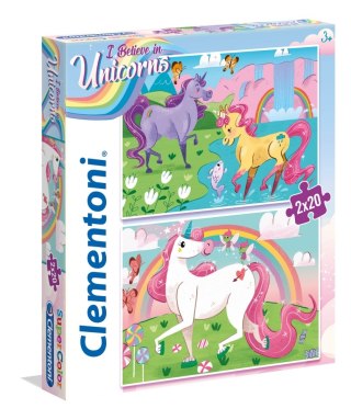 PUZZLE 2X20 ELEMENTÓW UNICORN BRILLIANT CLEMENTONI 24754 CLEMENTONI