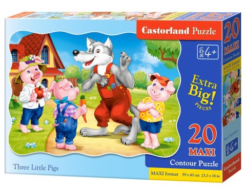 PUZZLE 20 MAXI PODŁOGOWE, KONTUROWE THREE LITTLE PIGS CASTORLAND C-02399 CASTOR