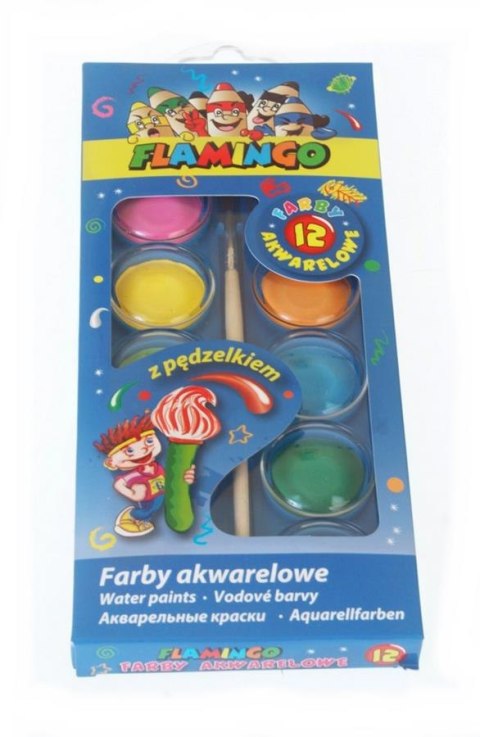 FARBY AKWARELOWE 12 KOLORÓW FLAMINGO HASTA