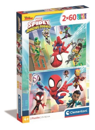 PUZZLE 2X60 ELEMENTÓW SPIDEY AND FRIENDS CLEMENTONI 21625 CLEMENTONI