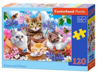 PUZZLE 120 ELEMENTÓW KITTENS WITH FLOWERS CASTORLAND B-13524 CASTOR