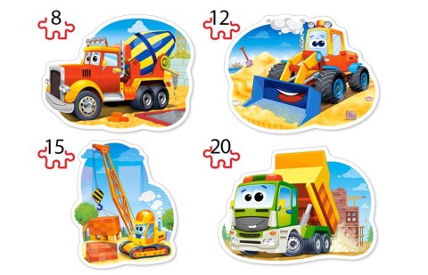 PUZZLE 4W1 /8-12-15-20/ KONTUROWE CONSTRUCTION VEHICLES CASTORLAND B-043040 CASTOR