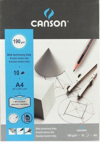 BLOK TECHNICZNY A3/10K BIAŁY 190G A 10 CANSON 100554872 CANSON