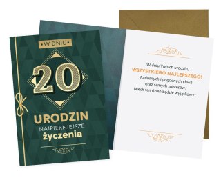 KARNET DK-1175 URODZINY 20 CYFRY, MĘSKIE PASSION CARDS - KARTKI