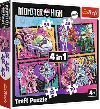 PUZZLE 4W1 MONSTER HIGH ELEKTRYZUJĄCY DZIEŃ TREFL 34655 TR TREFL