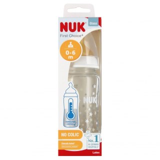 NUK BUTELKA SZKLANA Z WSKAŹNIKIEM TEMP. 240 ML 0-6M FIRST CHOICE MIX KOLORÓW 10745122 NUK