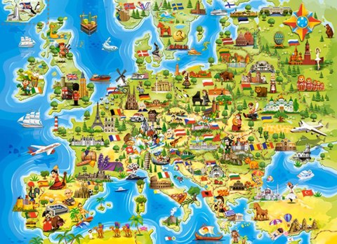 PUZZLE 100 ELEMENTÓW MAP OF EUROPE CASTORLAND B-111060 CASTOR