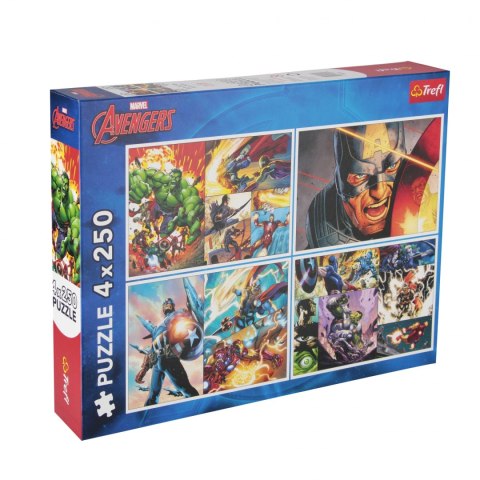 PUZZLE 4X250 AVENGERS BOHATERSKIE DNI TREFL 13309 TR TREFL