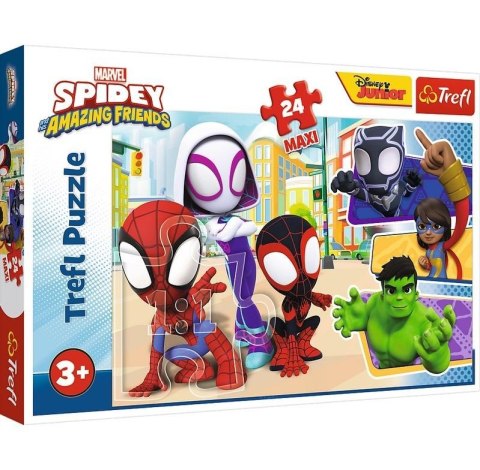 PUZZLE 24 ELEMENTY MAXI SPIDEY I PRZYJACIELE PUD TREFL 14348 TREF