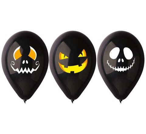 BALONY HALLOWEEN TWARZE, 12CALI / 3SZT. GODAN