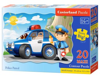 PUZZLE 20 MAXI PODŁOGOWE, KONTUROWE POLICE PATROL-M CASTORLAND C-02252 CASTOR