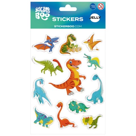 NAKLEJKI 15X20 CM ŻELOWE DINOZAURY STICKER BOO 537778 STICKERBOO-NAKLEJKI