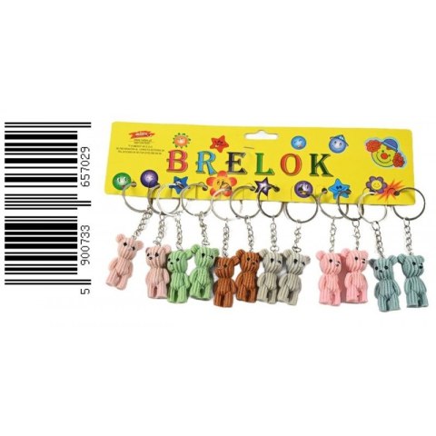 BRELOK GUMOWY MIŚ W PASKI 5 CM MIX KOLORÓW OP.12 SZT. MIDEX D43146 TOYS