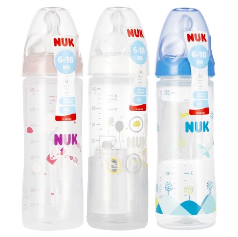 NUK BUTELKA ZE SMOCZKIEM SILIKONOWYM 250 ML 6-18M FIRST CHOICE MIX KOLORÓW 10741625 NUK