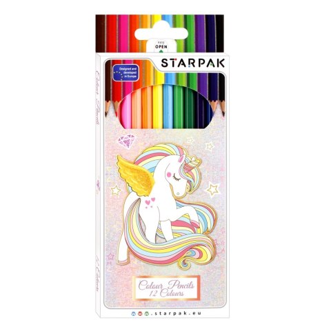 KREDKI OŁÓWKOWE 12 KOLORÓW UNICORN STARPAK 490919