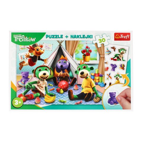 PUZZLE 30 ELEMENTÓW Z NAKLEJKAMI RODZINA TREFLIKÓW TREFL 90989